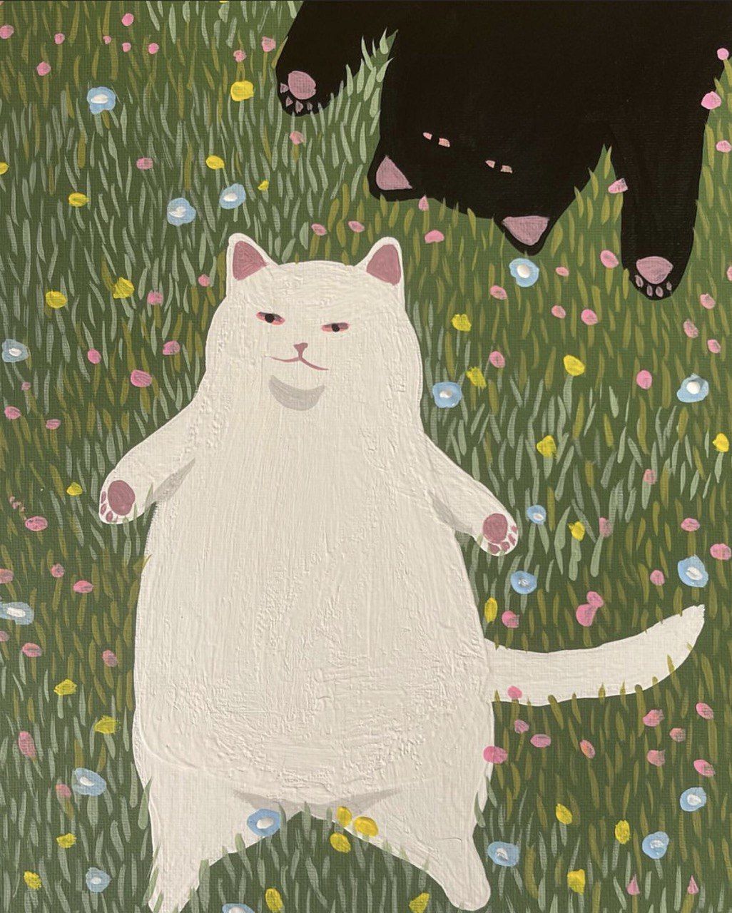 cat-chilling-on-the-grass-oil