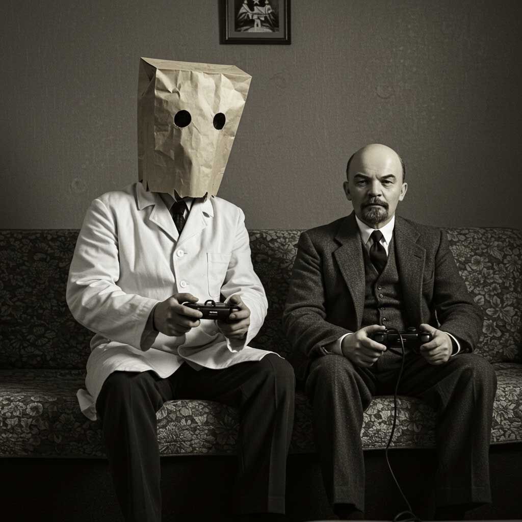 Lenin playing console with anonymous